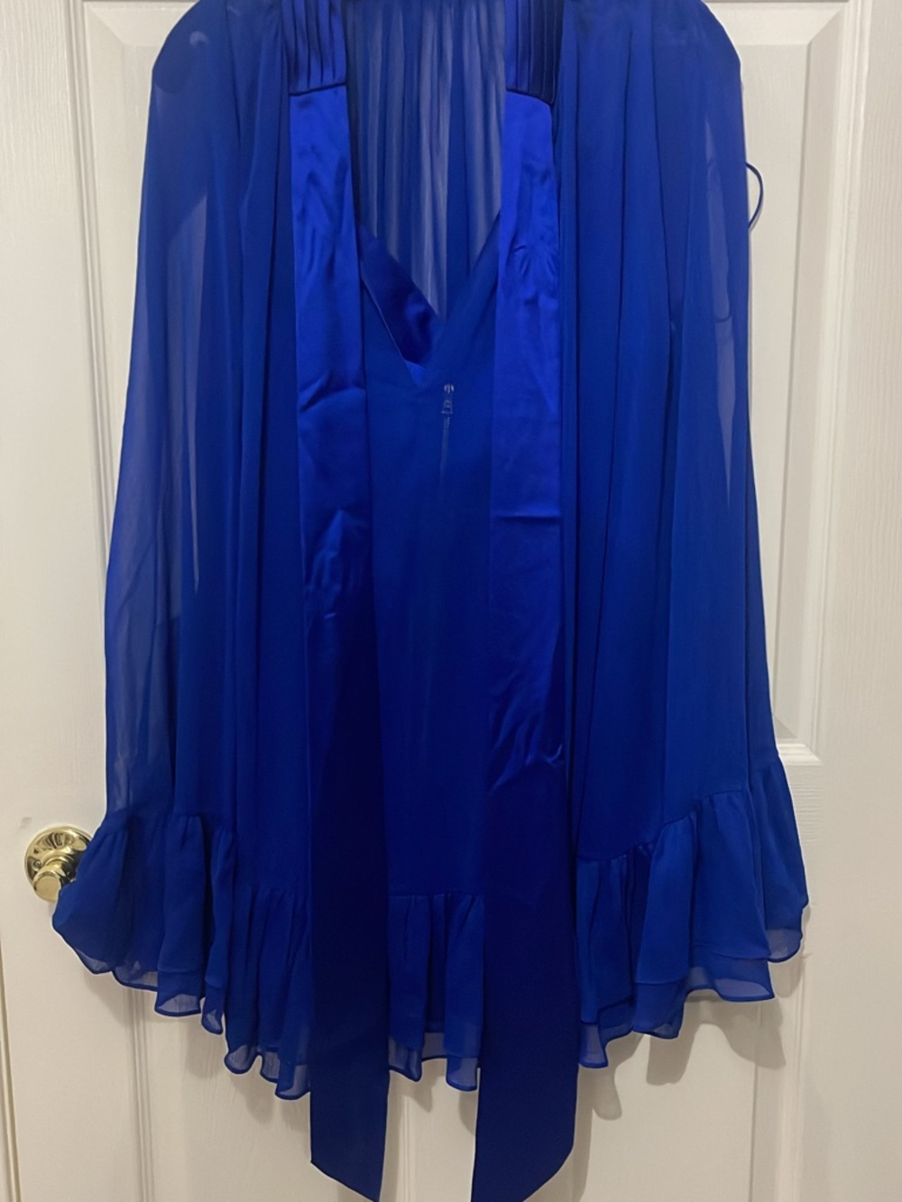 Alice + Olivia Cobalt Blue Mini Dress with Cape Sleeves - Picture 4 of 5